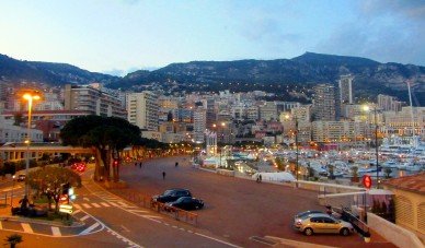 Nighttime comes to the tiny principality of Monaco