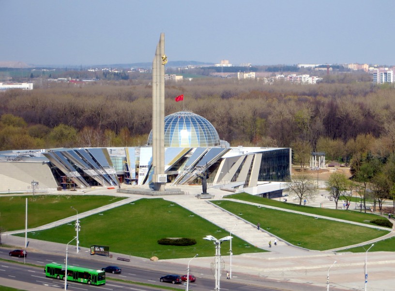 Soviet monument under construction in Minsk, Belarus