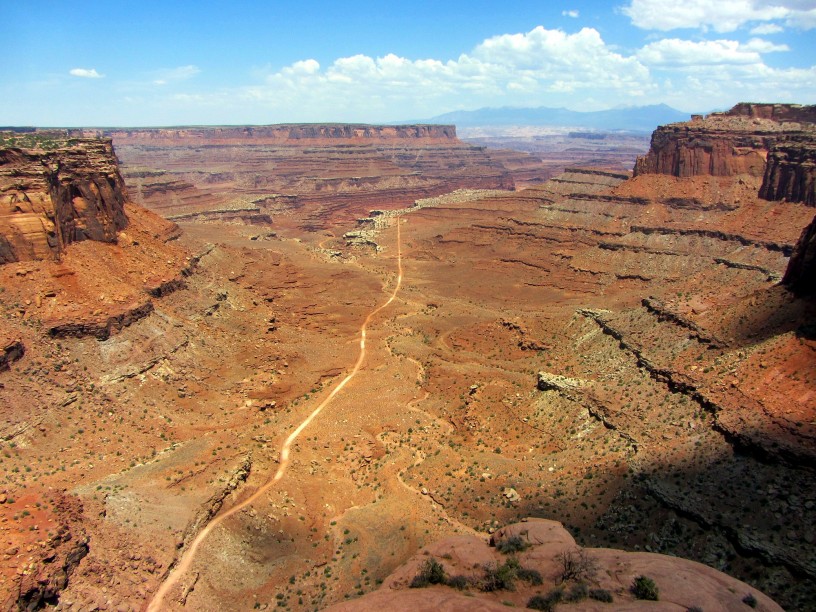 The Shafer Trail meanders off into the vista at Canyonlands Nat'l Park