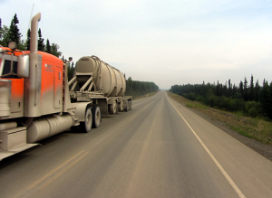 Passing an 18-wheeler on the Dalton Highway