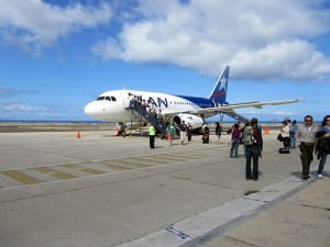 Arrival on Lan Airlines at the open-air Galapagos airport.